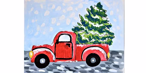 Red Truck with Christmas Tree Painting Class for All Ages, Kids & Adults