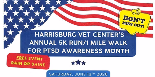 Harrisburg Vet Center's Annual 5K Run \/ 1 Mile Walk for PTSD Awareness Month