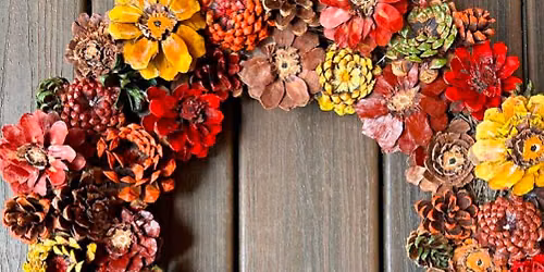 Ellerdine Craft and Chat - painted pine cone wreaths