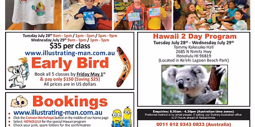 Honolulu Cartoon Camp for kids aged 4 - 16
