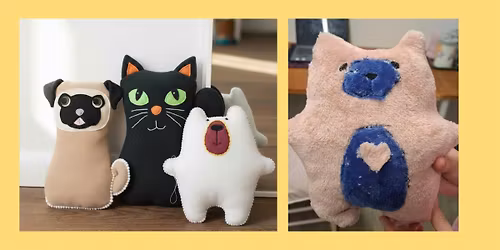 A beginner-friendly "Cuddly Friend" pillow, cat, dog, or bear