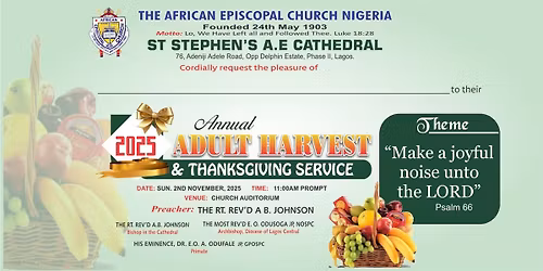 2025 Annual Adult Harvest & Thanksgiving Service