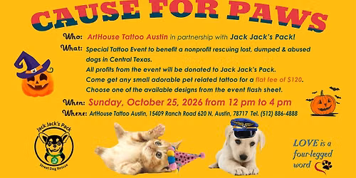 Cause for Paws Tattoopalooza HALLOWEEN EDITION 2026