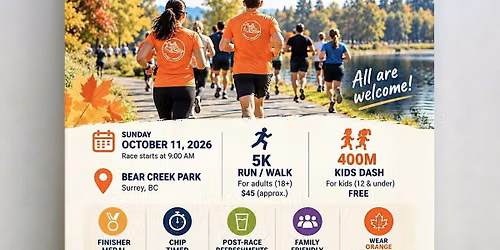 Surrey Runners Thanksgiving 5k and Kids 400m Dash Run