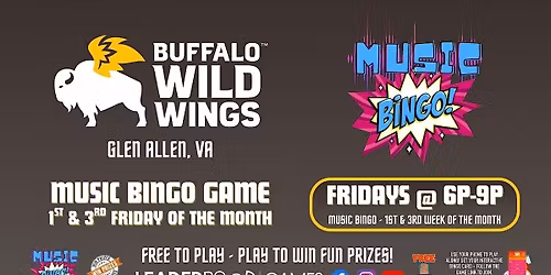 Music BINGO FRIDAY 6p-9p | Buffalo Wild Wings Glen Allen VA - 1st & 3rd FRI