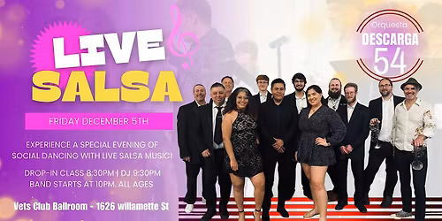 Live Salsa in Eugene! Orquesta Descarga 54