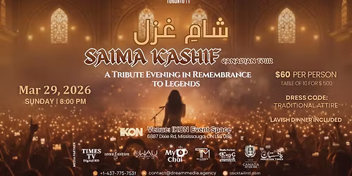 Saima Kashif- Canadian Tour -Tribute Evening in Remembrance of Lata Ji