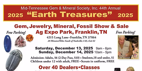 2025 44th Annual Earth Treasures - Gem, Mineral, Fossil Show & Sale