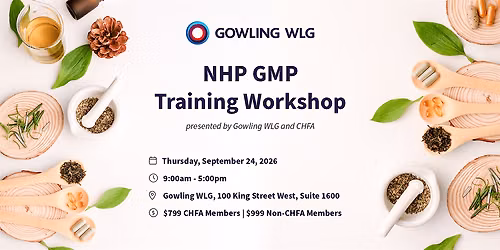 Natural Health Product (NHP) GMP Training Workshop