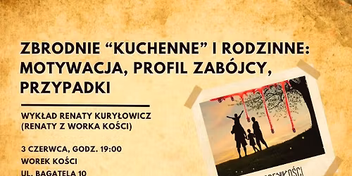 Zbrodnie "kuchenne" i rodzinne: sprawcy, okoliczno\u015bci, przypadki. Wyk\u0142ad Renaty z Worka Ko\u015bci
