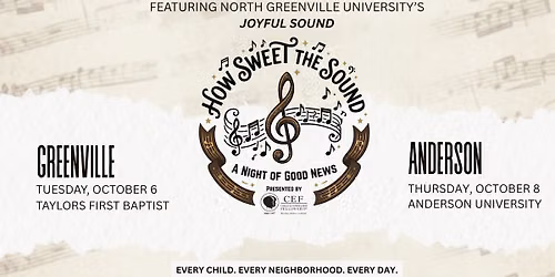 Anderson: "A Night of Good News: How Sweet the Sound" Fundraising Banquet