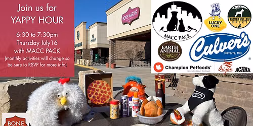 July Yappy Hour w\/MACC Pack - featuring Culver's, Packer Mellem, Earth Animal, Champion & Lucky One