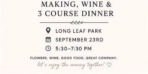 Flowers, wine and dinner under the trees