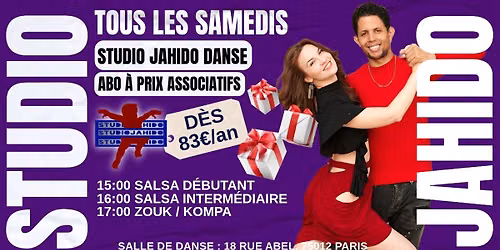 StudioJahidoSalsaCubaine&Zouk\/Kompa1erCoursCoursGratuitParis@18RueAbelParis(12\u00e8me)