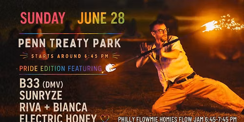 Philly Moon Jam \u2022 SunRyze, Electric Honey, Riva + Bianca, B33 \u2022 PRIDE \u2022 Sunday June 28