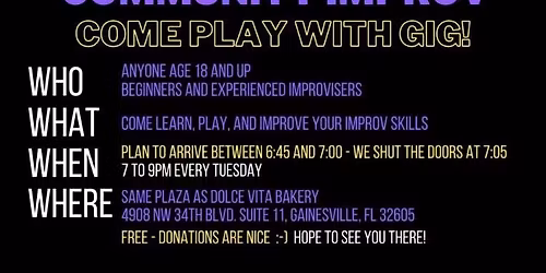 Community Improv - Please arrive 6:45-7pm for Laughter & Play!