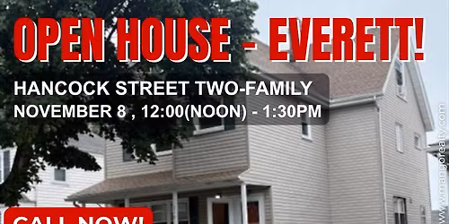 Join us for an Open House at 210 Hancock Street, Everett on November 8 from 12:00 PM to 1:30 PM
