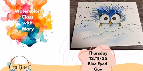Watercolor Painting with Mary @ Craftinest - Blue Eyed Guy in Snow