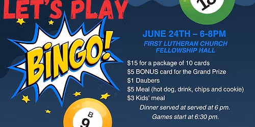Join First Lutheran Church for Family Game Night! Let's Play BINGO!