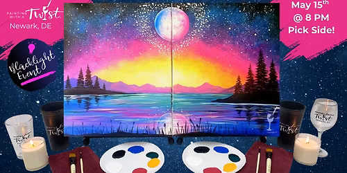 \ud83c\udfa8 Friday Paint & Sip \u2013  in Newark, DE - Couples & BFFs: Lovers Moonlit Mountain