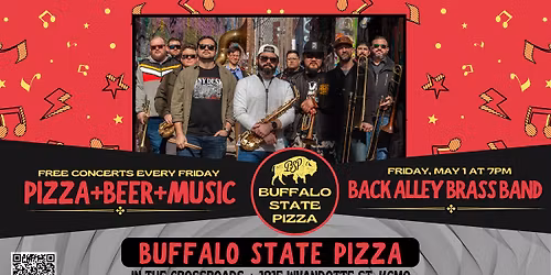 Back Alley Brass Band at Buffalo State Pizza on Friday, May 1 at 7PM