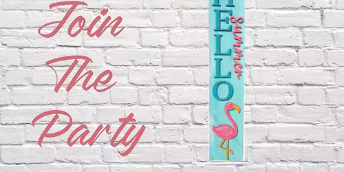 Hello Summer Flamingo 4 Foot Porch Leaner