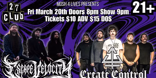 Escape Velocity, Create Control, Un-Tied, Dunk Tank, Socially Constricted