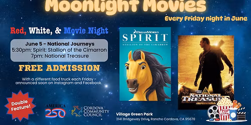 Moonlight Movies - June 5th \u00b7 National Journeys (Spirit \/ National Treasure)