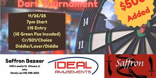 Saffron Blackout Wednesday Dart Tournament