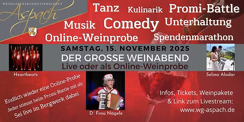 DER GRO\u00dfE WEINABEND I LIVE IM BERGWERK