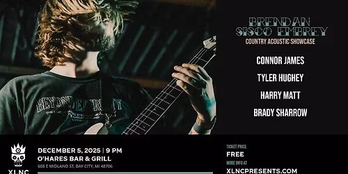 Brendan Sisco Embrey (Country Acoustic Showcase) | December 5 at O'Hares Bar & Grill