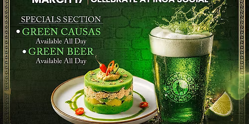 St Patrick\u2019s Day Party in Arlington VA | Green Beer at Inca Social