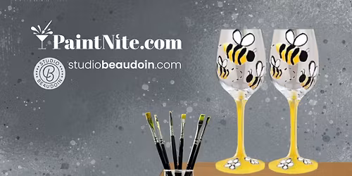 Paint Nite: Honey Bee Wine Glasses