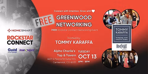 Free Greenwood Networking Rockstar Connect Event (Oct, CO)