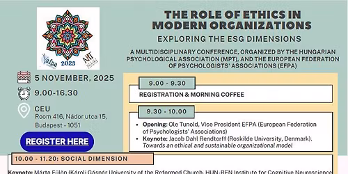INVITATION The Role of Ethics in Modern Organizations - European Semester of Psychology 2025
