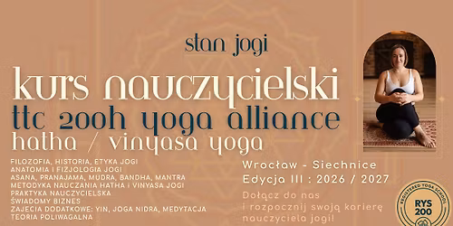 Kurs nauczycielski hatha \/ vinyasa jogi 200-H Yoga Alliance 2026\/27