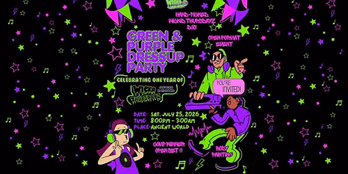Green & Purple Dress Up Party: celebrating 1 year of open decks!