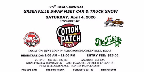 \ud83d\ude97 25th Semi-Annual Greenville Swap Meet Car & Truck Show \ud83d\ude97