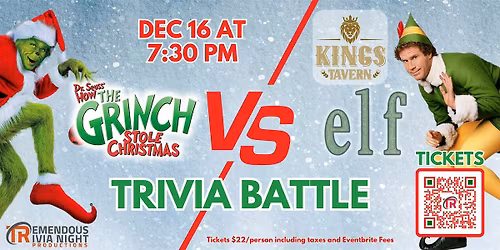 Whitby Ontario (Kings Tavern) The Grinch VS Elf Trivia Battle