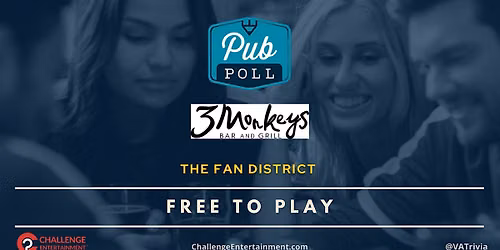 Monthly Pub Poll Game Nights at 3 Monkeys Bar and Grill - Richmond