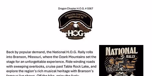 Ride to the National Hog Rally in Branson MO