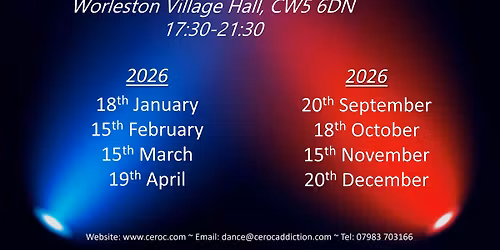 Ceroc Addiction January Nantwich Sunday Sublime - Worleston Village Hall