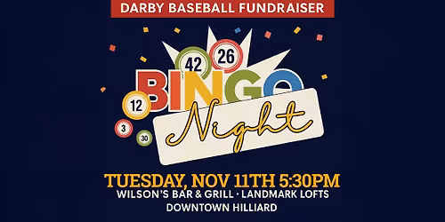 Darby Baseball Fundraiser Bingo Night at Wilson\u2019s Bar & Grill