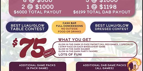 LUAU BINGO - OVER $12,000 TOTAL PAYOUT!