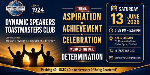Dynamic Speakers In Person Meeting - Sat. 13th June, 2026