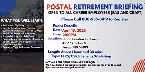 Postal Retirement Seminar - Fargo - 04\/19\/26