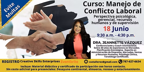 18 Junio- Curso Presencial y Virtual Manejo de Conflicto Laboral