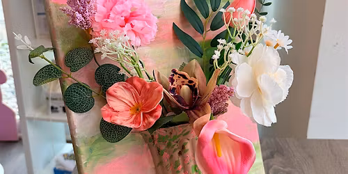 3D Vase Canvas and flowers arrangement