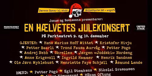 Jonas Kj\u00e6rnsr\u00f8d og Sosissene pres. En H\u00e6lvettes Julekonsert | Parkteatret 