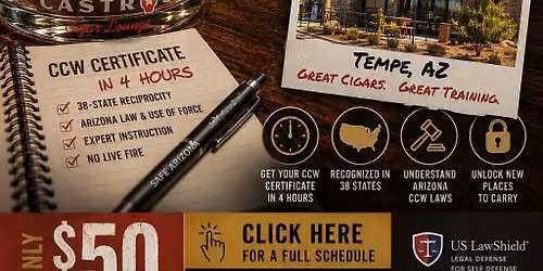Multi-state recognized Concealed Carry Permit Coming to Tempe!